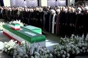 اقامه نماز بر پیکر مطهر مجاهد شهید امام خامنه‌ای و خانواده ایشان